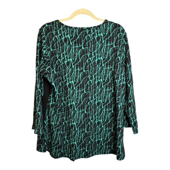 Ali Miles Blouse Women's Size Large Artsy Abstract Office Black Green - Picture 3 of 5